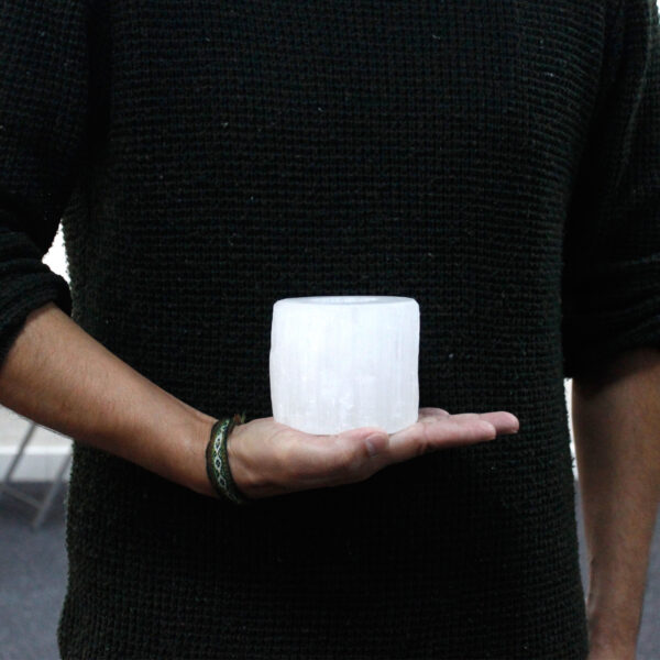 Selenite Cylinder Candle Holder - 8 cm - Image 5