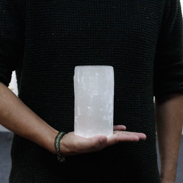 Selenite Cylinder Candle Holder - 15 cm - Image 4