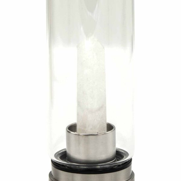 Crystal Infused Glass Water Bottle - Cleansing Clear Quartz - Obelisk - Image 5