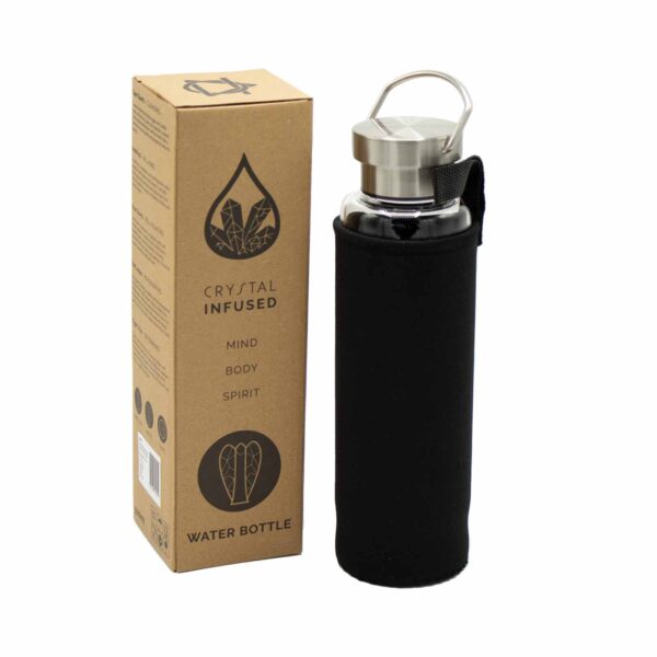 Crystal Infused Glass Water Bottle - Cleansing Clear Quartz - Obelisk - Image 6