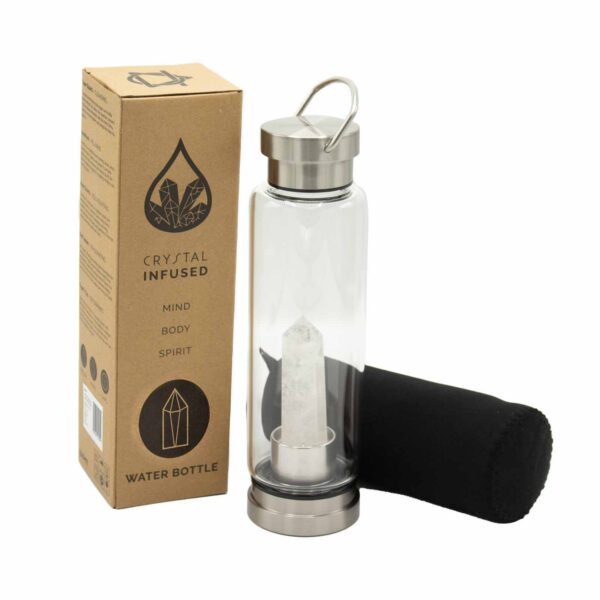 Crystal Infused Glass Water Bottle - Cleansing Clear Quartz - Obelisk - Image 7
