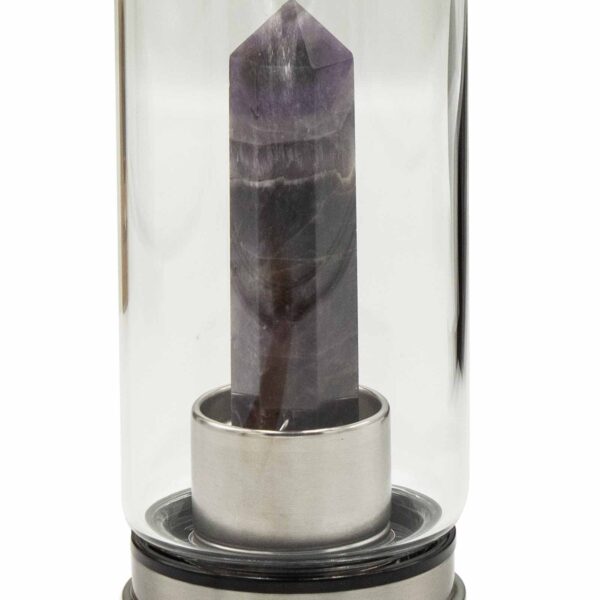 Crystal Infused Glass Water Bottle - Relaxing Amethyst - Obelisk - Image 3