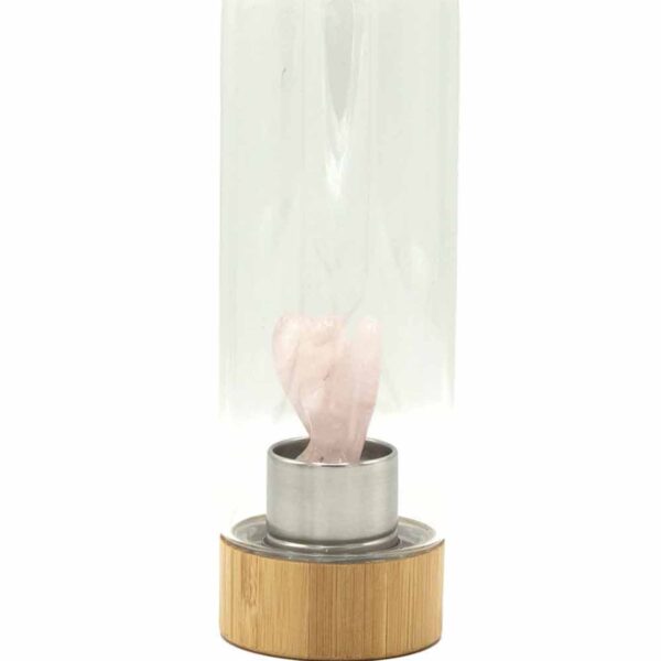 Crystal Infused Glass Water Bottle - Rejuvenating Rose Quartz - Angel - Image 2