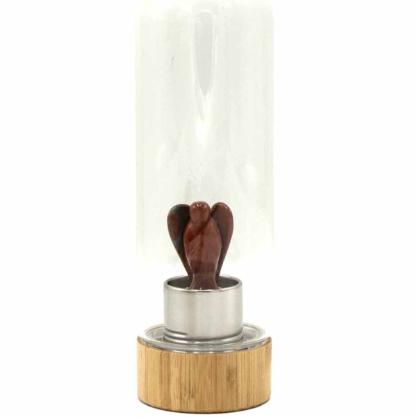 Crystal Infused Glass Water Bottle - Invigorating Red Jasper - Angel - Image 2