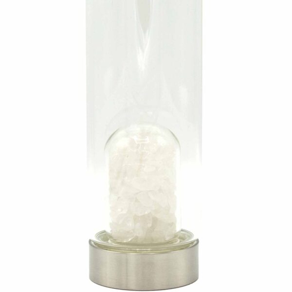 Crystal Infused Glass Water Bottle - Cleansing Clear Quartz - Chips - Image 2