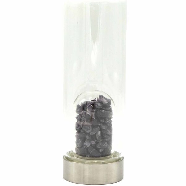Crystal Infused Glass Water Bottle - Relaxing Amethyst - Chips - Image 2