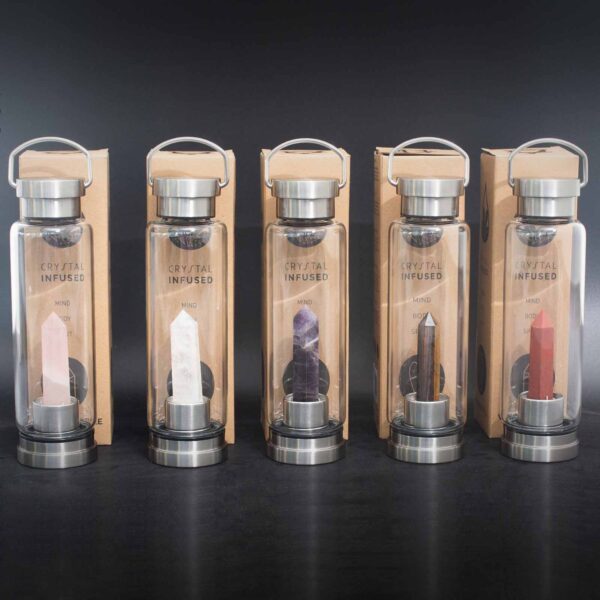 Crystal Infused Glass Water Bottle - Cleansing Clear Quartz - Obelisk - Image 8
