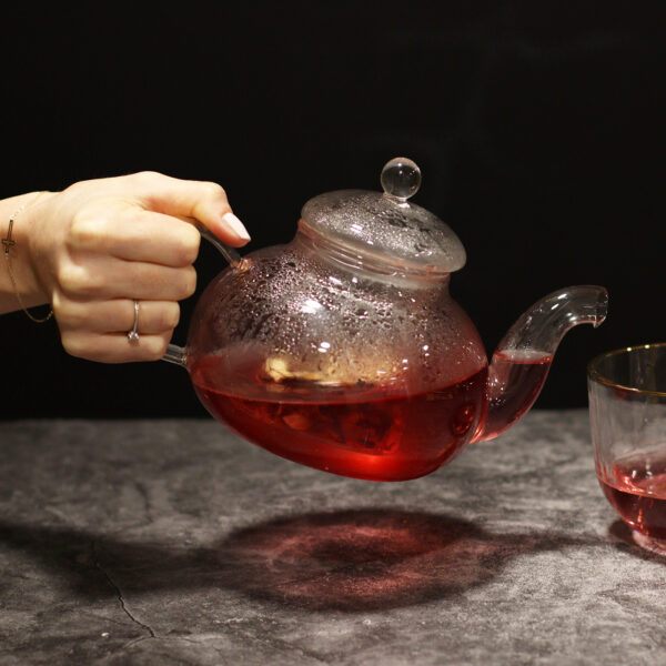 Glass Infuser Teapot - Round Pearl - 800ml - Image 2