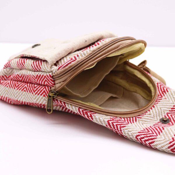 Body Cross Bag Natural Cotton - Tan & Pink - Image 4