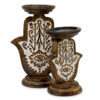 Mango Wood Candle Stand - Hamsa - Large - Image 2