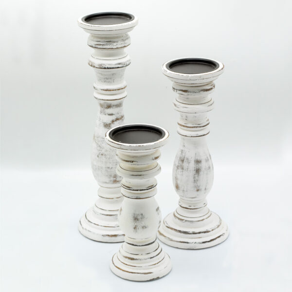 Classic Candle Stand - Whitewash - Large - Image 2