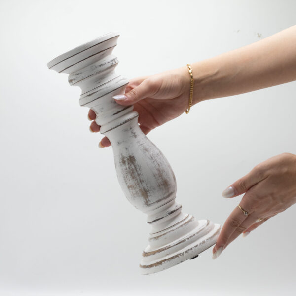 Classic Candle Stand - Whitewash - Medium - Image 3