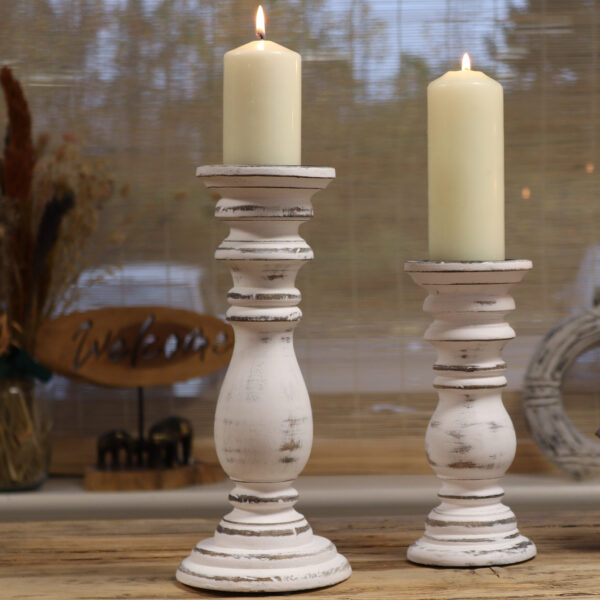 Classic Candle Stand - Whitewash - Large - Image 4