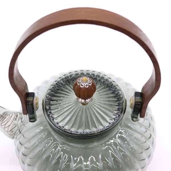 Glass Infuser Teapot - Charcoal Ribbed Pearl - 950ml - Image 2