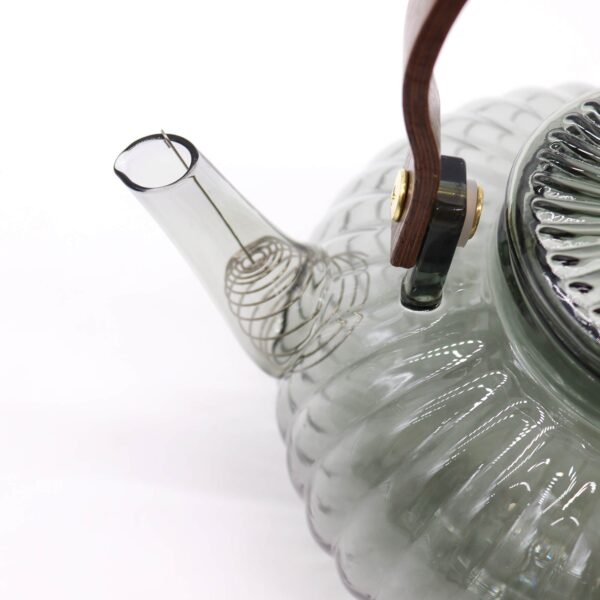 Glass Infuser Teapot - Charcoal Ribbed Pearl - 950ml - Image 3