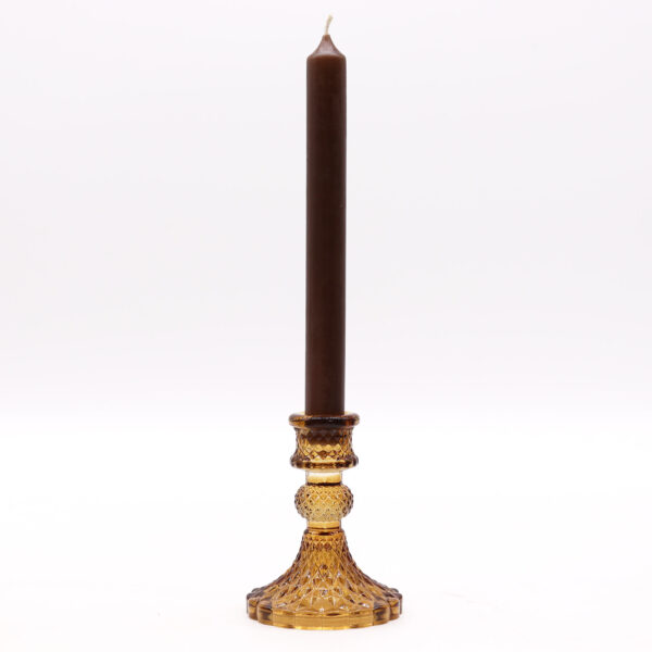 Vintage Dinner Candle Holder - Antique Amber - Image 2
