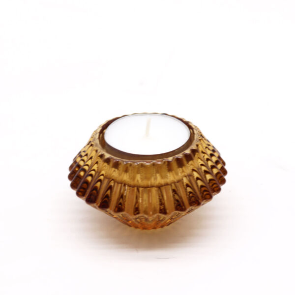 Flower Flip Dinner Candle / Tealight Holder - Antique Amber - Image 3