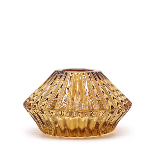 Flower Flip Dinner Candle / Tealight Holder - Antique Amber - Image 4