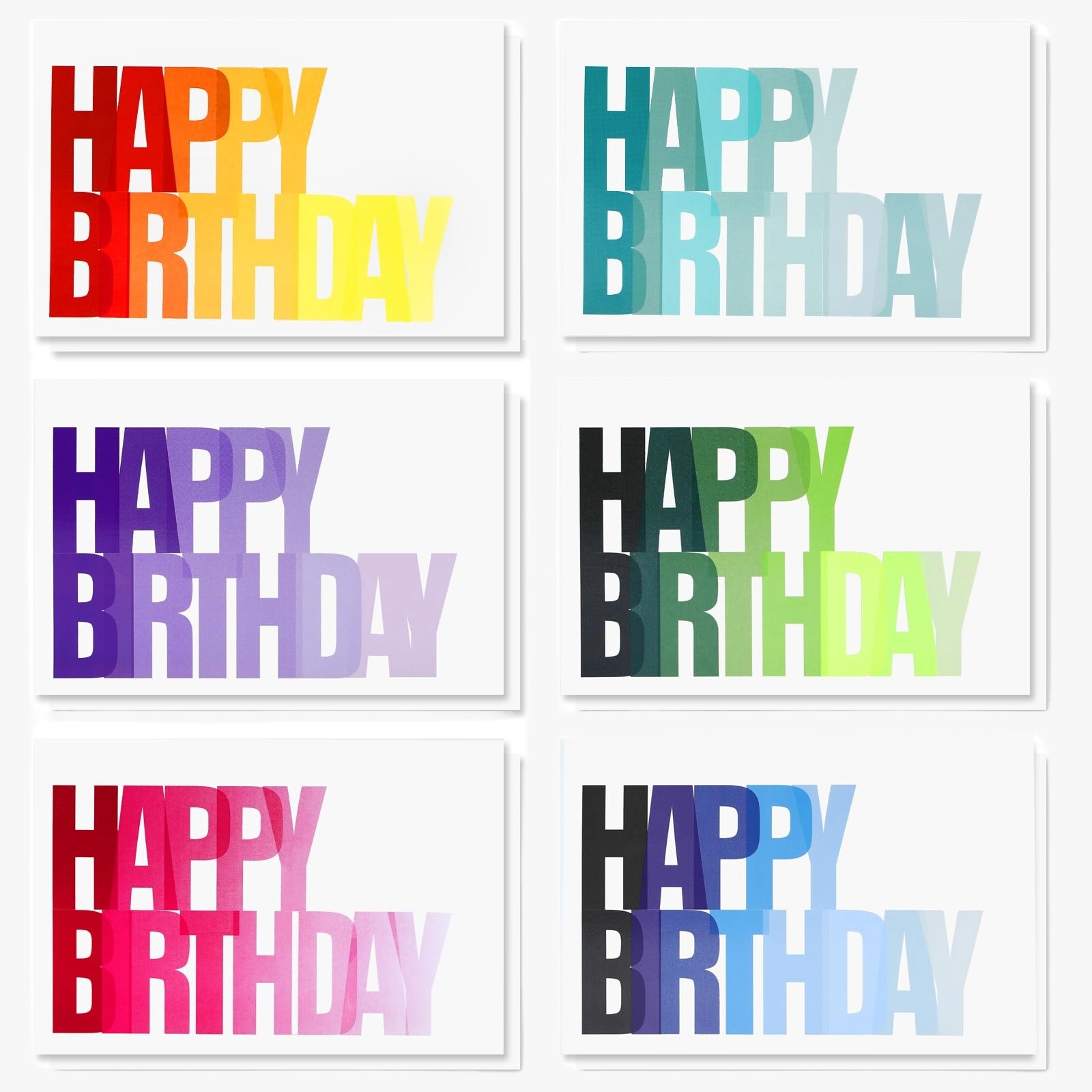Gradient Happy Birthday Card – Horizontal Design in Vibrant Ombre Colours