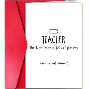 Teacher Thank You Card – “Thanks for Giving 100%! Have a Great Summer”