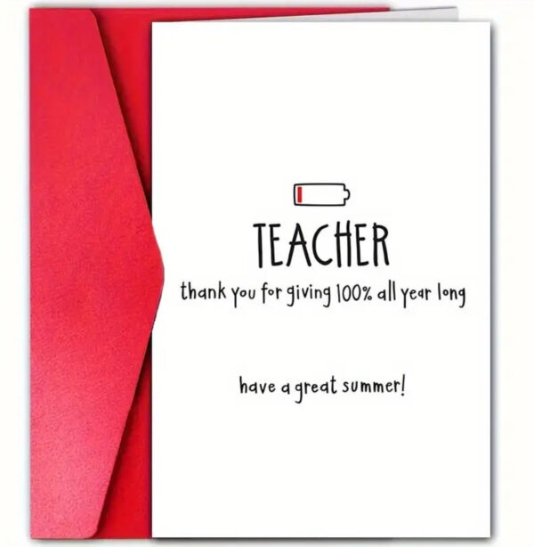 Teacher Thank You Card – “Thanks for Giving 100%! Have a Great Summer”