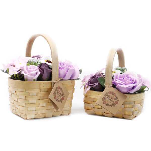 Medium Pink Soap Bouquet in Wicker Basket - Image 3