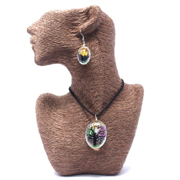 Pressed Flowers Jewellery Set - Tree of Life set - Mixed Colours - Image 2