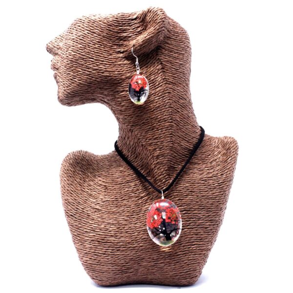Pressed Flowers Jewellery Set - Tree of Life set - Coral - Image 2