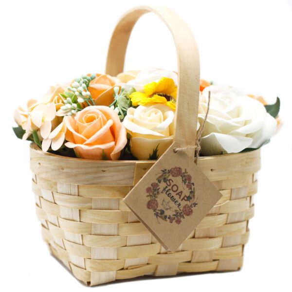 Large Orange Soap Bouquet in Wicker Basket - Image 2
