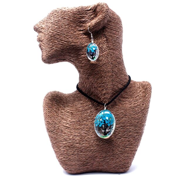 Pressed Flowers Jewellery Set - Tree of Life set - Teal - Image 2