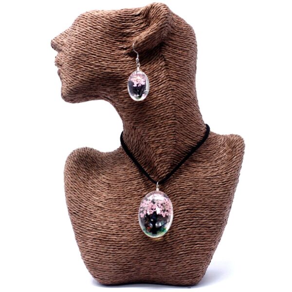 Pressed Flowers Jewellery Set - Tree of Life set - Pink - Image 2