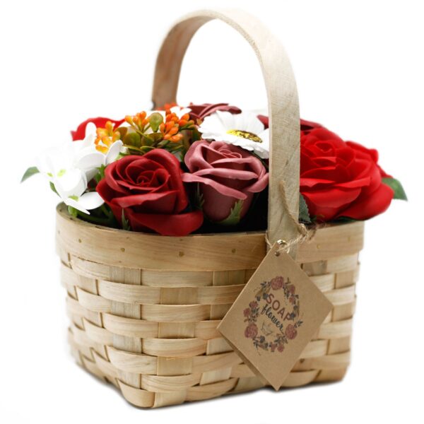 Large Red Soap Bouquet in Wicker Basket - Image 3