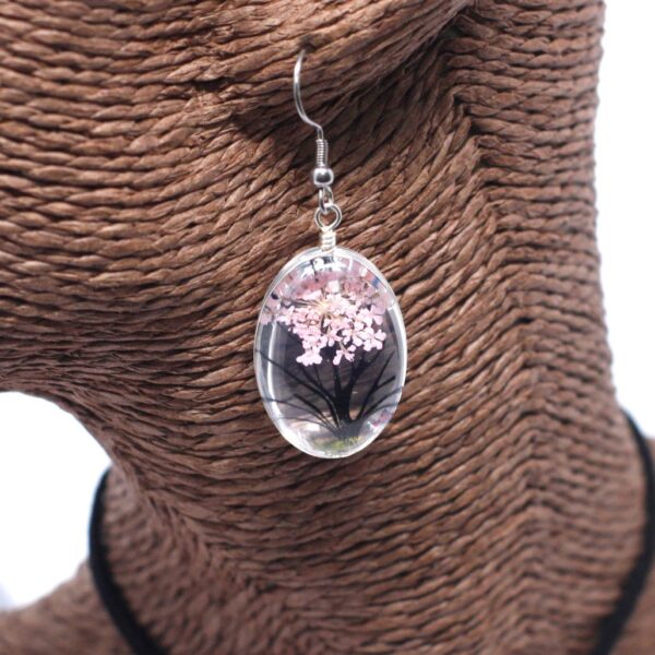 Pressed Flowers Jewellery Set - Tree of Life set - Pink - Image 4