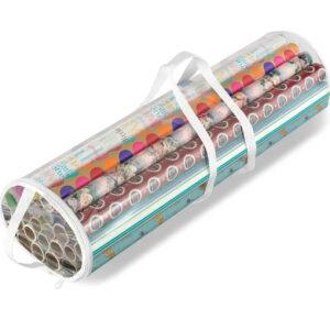 Clear Gift Wrap Organizer with Handles and Zip