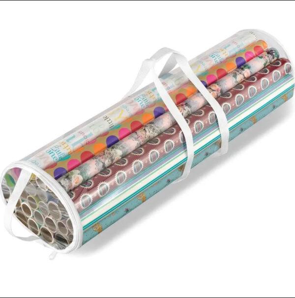 Clear Gift Wrap Organizer with Handles and Zip