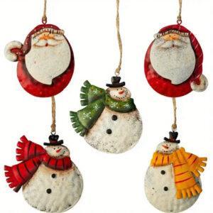Metal Santa / Snowman Hanging Decoration