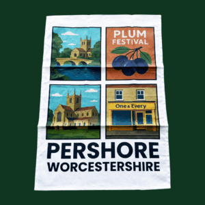 Pershore Worcestershire Tea Towel.