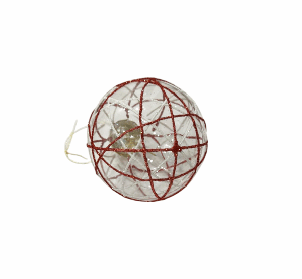 Red Glitter Crisscross Bauble – 8cm