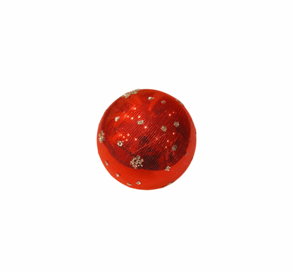 Red Mesh Glitter Bauble – 8cm