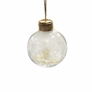 Rustic Glass Bauble with Pine Detail – 8cm