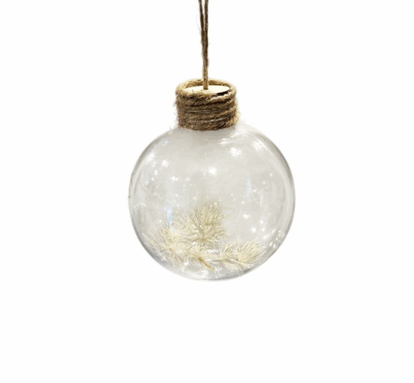 Rustic Glass Bauble with Pine Detail – 8cm