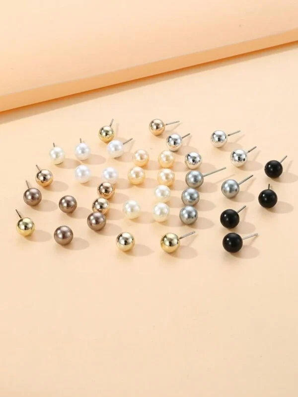 Classic Imitation Pearl Stud Earrings – 0.8cm, Colour White - Image 2