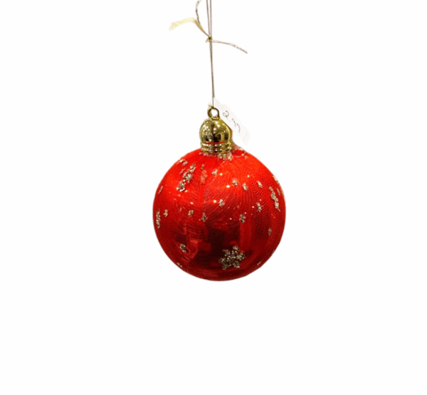 Red Mesh Glitter Bauble – 8cm