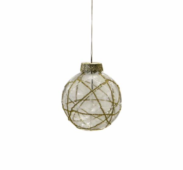 Gold Glitter Crisscross Bauble – 8cm