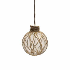 Rustic Twine Lattice Glass Bauble – 8cm