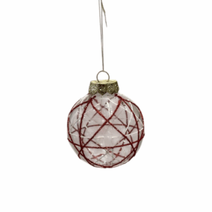Red Glitter Crisscross Bauble – 8cm