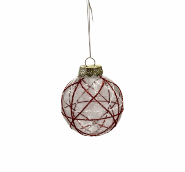 Red Glitter Crisscross Bauble – 8cm
