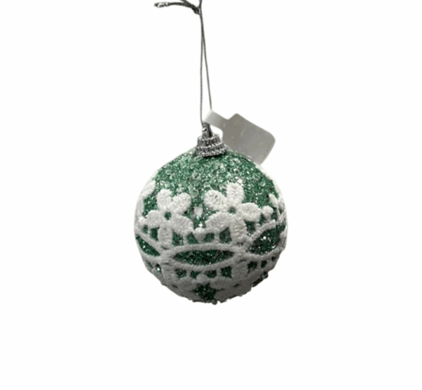 Green Glitter Swirl Bauble – 6cm