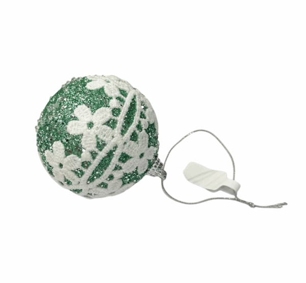 Green Glitter Swirl Bauble – 6cm
