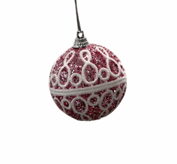 Pink Glitter Swirl Bauble – 6cm